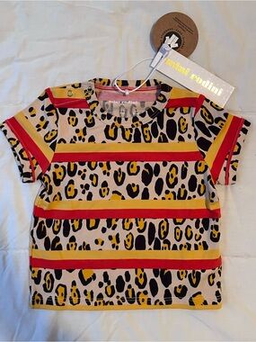 Mini Rodini Leopard Stripe Tee - Yellow, Red, Black